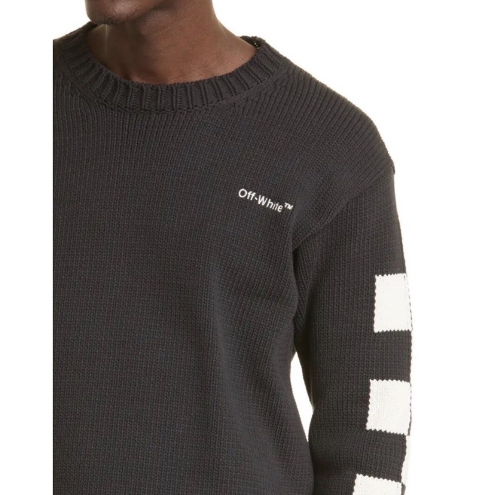 OFF-WHITE C/O VIRGIL ABLOH  Cotton CheckeredCrewneck Size XL Men's - Picture 3 of 12